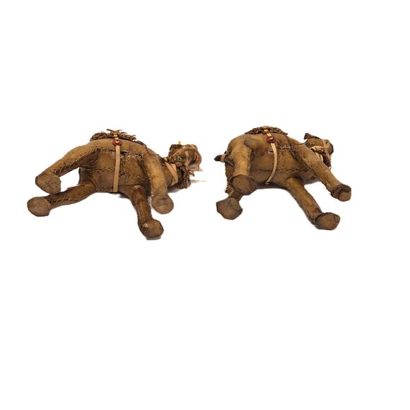 Vtg Leather Camel Ornament Lot x2 4" Handmade Christmas Nativity Figurine - Picture 5 of 9